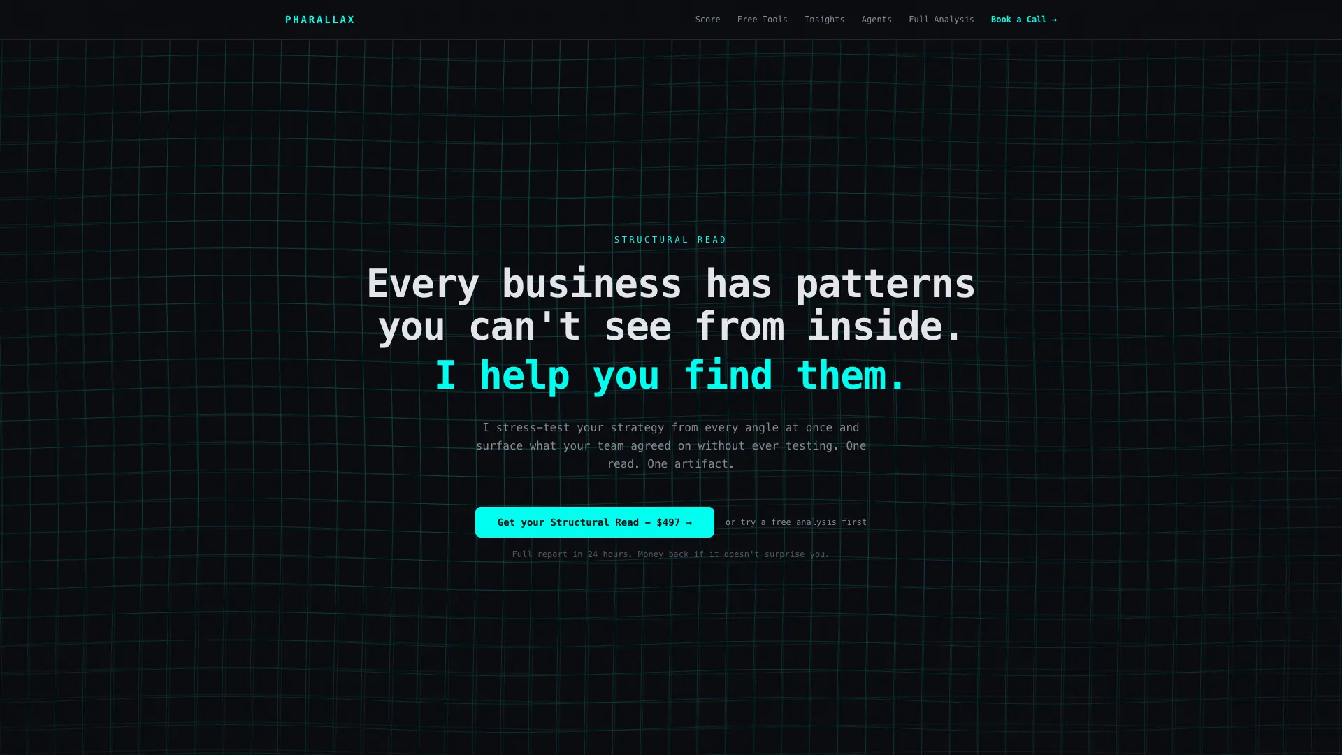 Pharallax, a site built by Generuss Design, shown on desktop